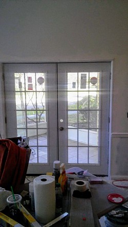 Sliding door replaced with french doors